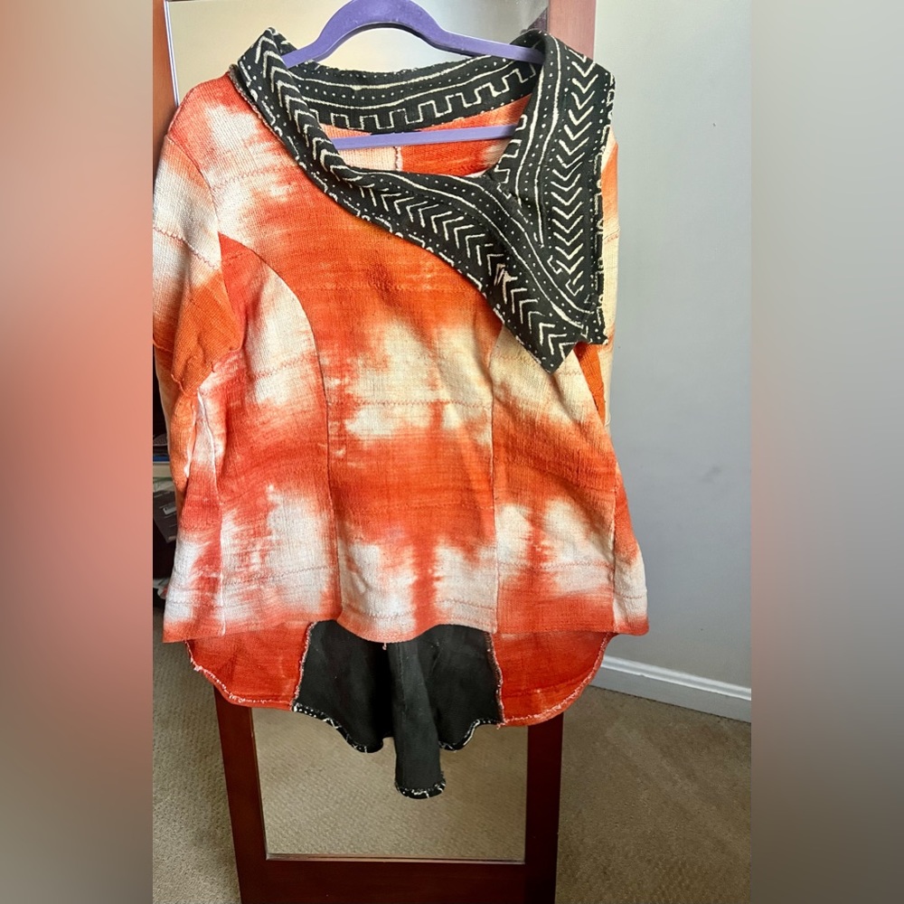 Handmade Afrocentric top/dress, mudcloth, hi-low